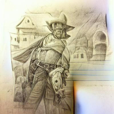 Classic Western Cowboy in Desert Landscape
