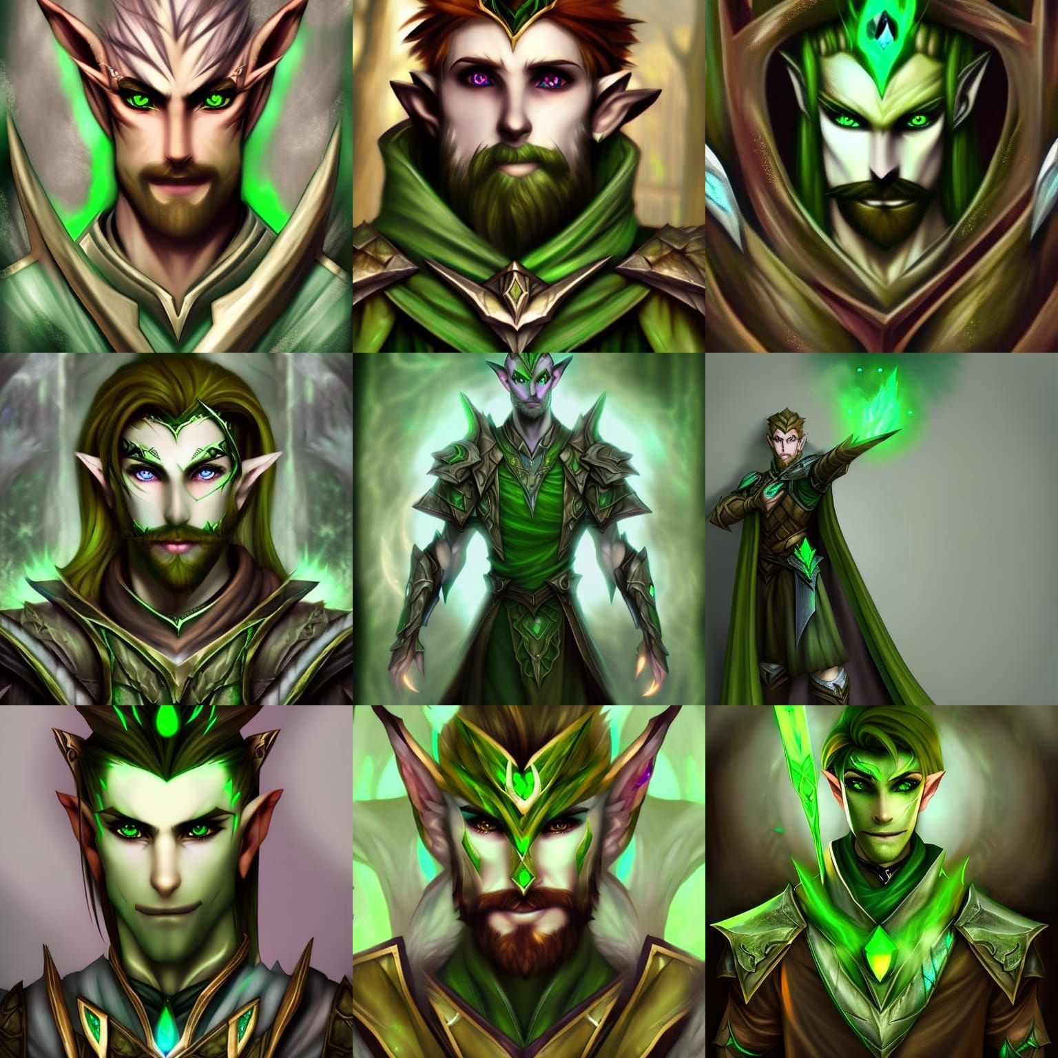 Wood Elf Cleric Fantasy Portrait with Magic Aura