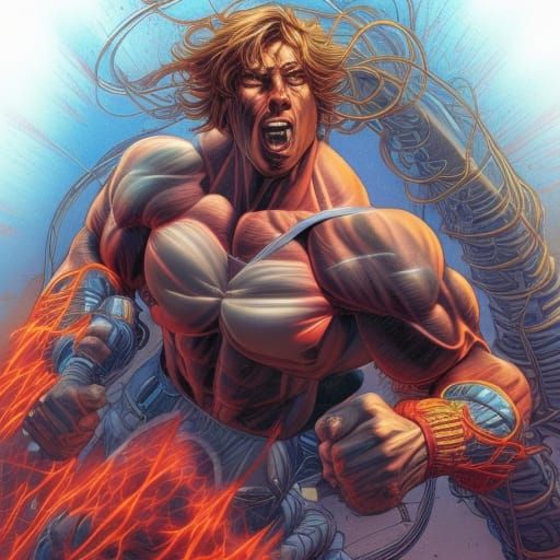 Ultra-Detailed Hyper Muscle Superheroes in Comic Book Art