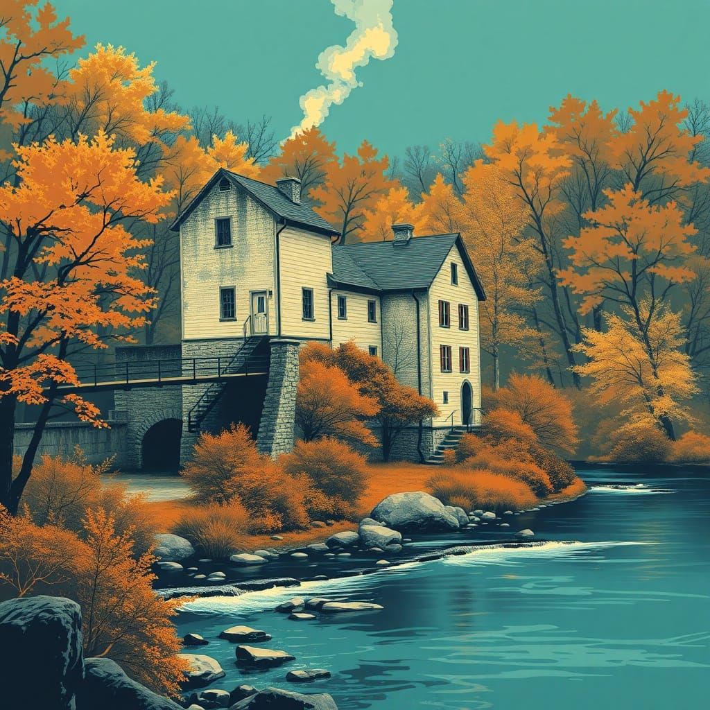 Pop Art Mill in Autumn Colors