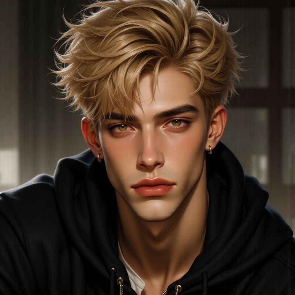 Nix: Studious Young Man with Sandy Hair in Digital Painting