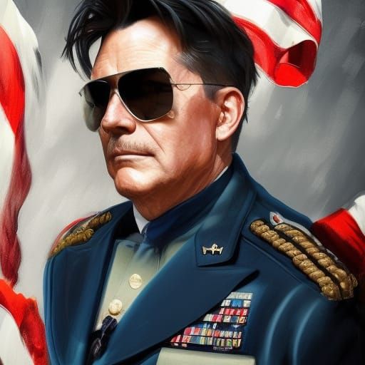 Donald Trump Portrait in Military Uniform, Digital Art