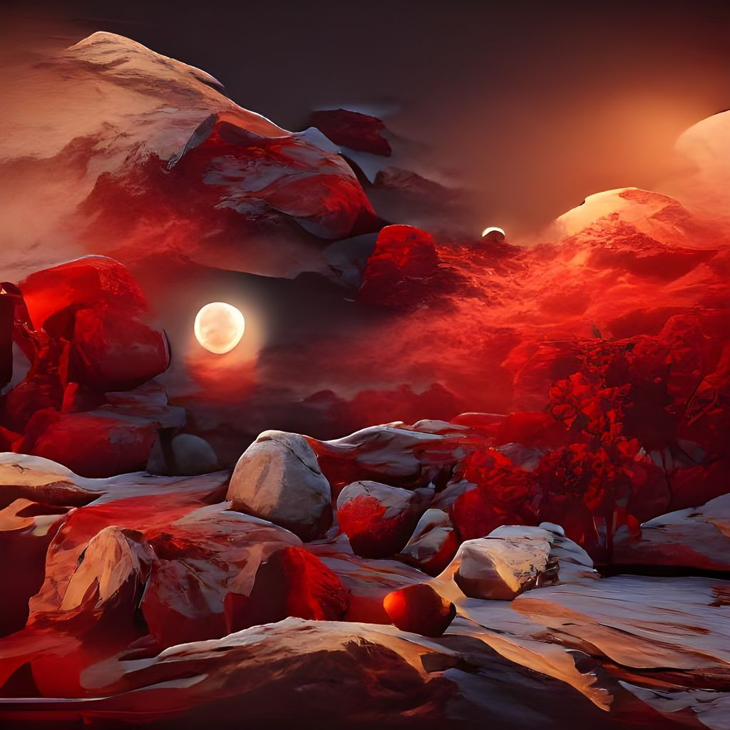 Striking Red Moon in the Night Sky