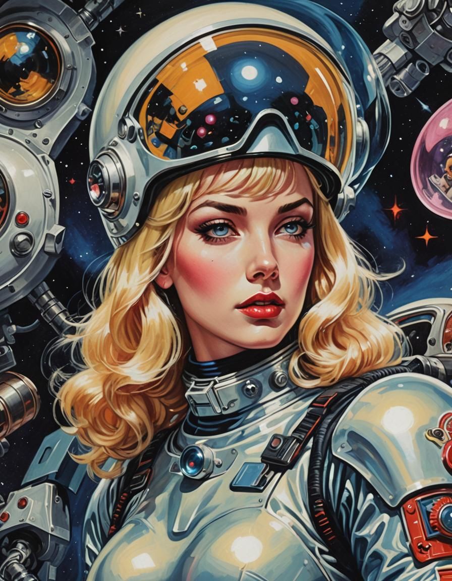 Pop Art Astronaut Portrait in Sci-Fi Style