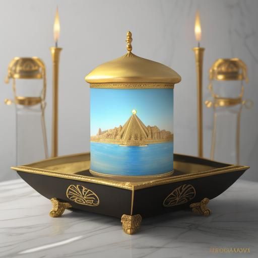 Pharaoh in Throne Room with Golden Accents