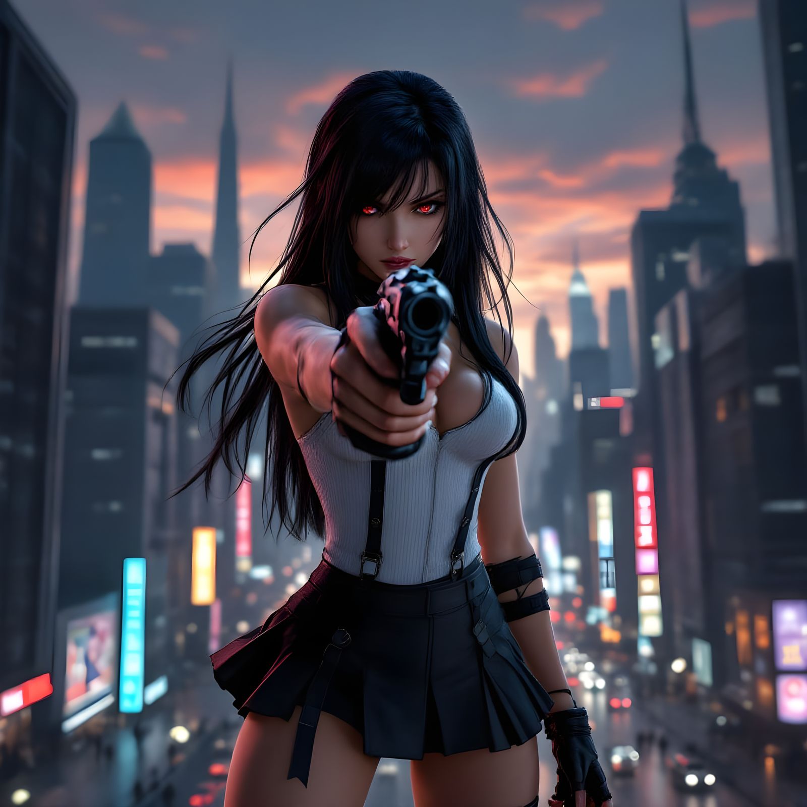 Tifa Lockhart in Epic Cinematic Post-Apocalyptic Cityscape
