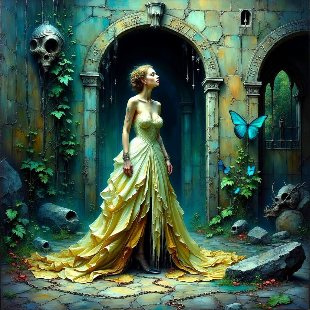 Ghost in Castle: Volumetric Impasto Oil Painting