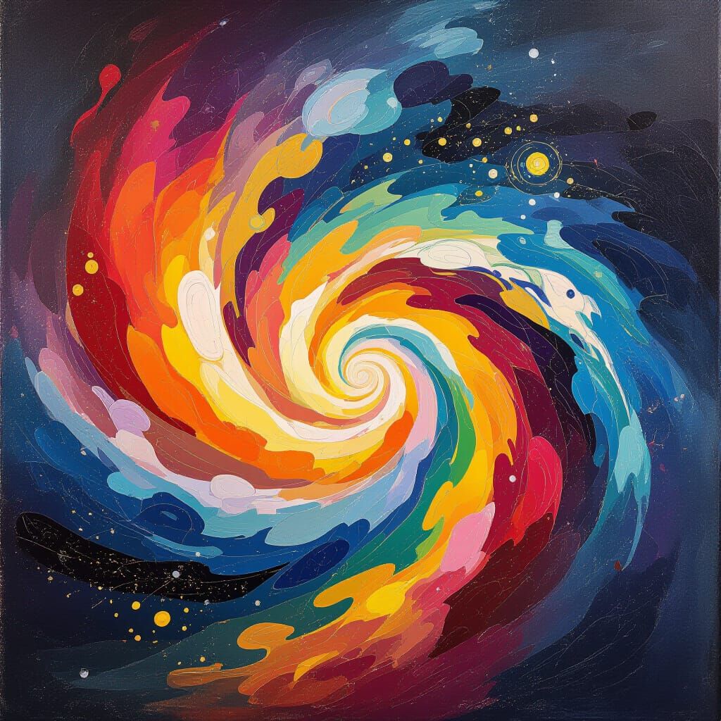 Vibrant Cosmic Storm in Abstract Expressionism Style