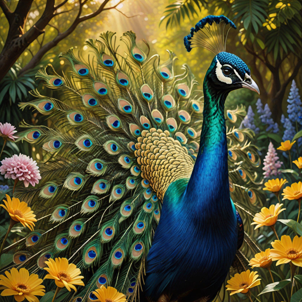 Tropical Garden Scene in Impressionist Style