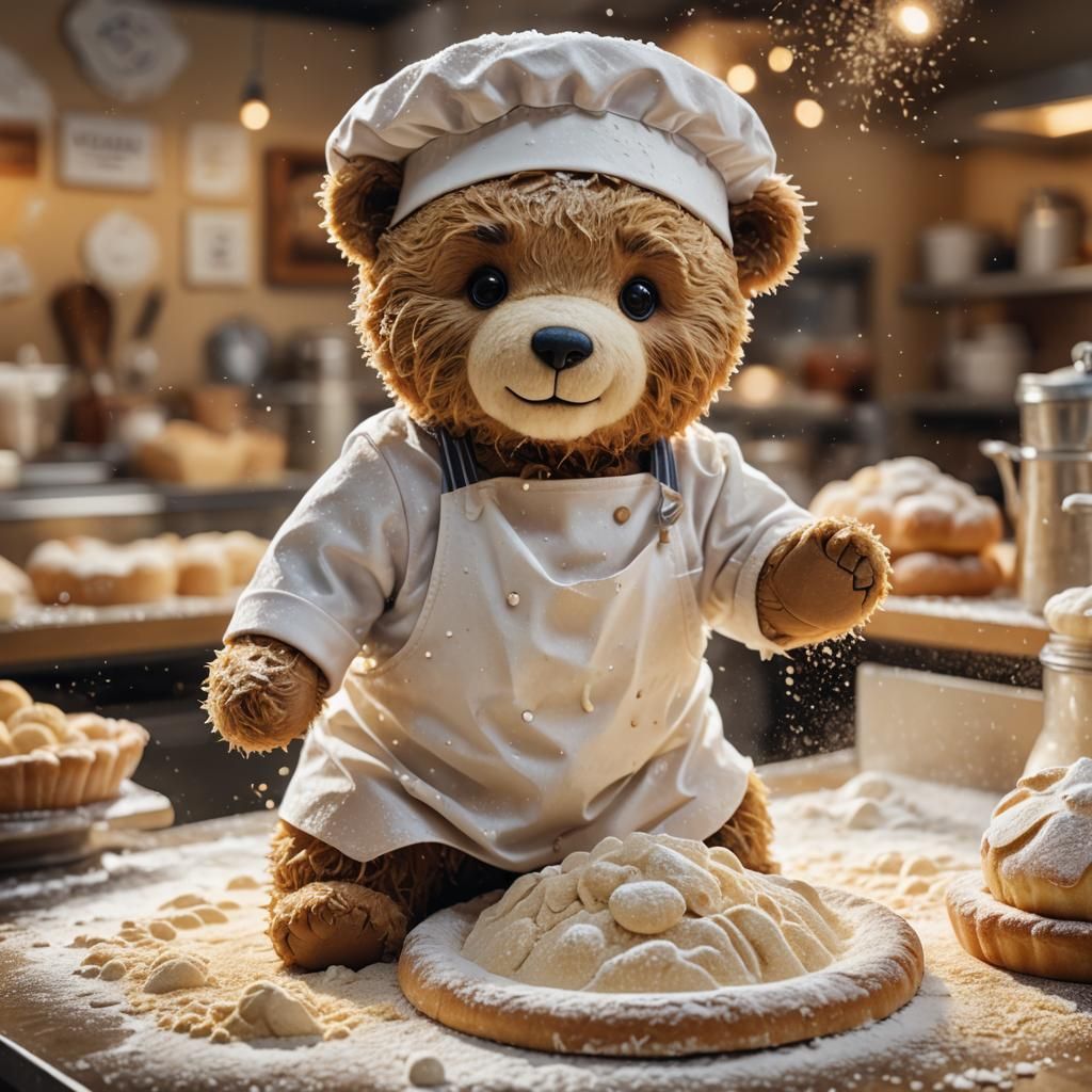 Teddy Bear Baker Concept Art in Pastel Colors