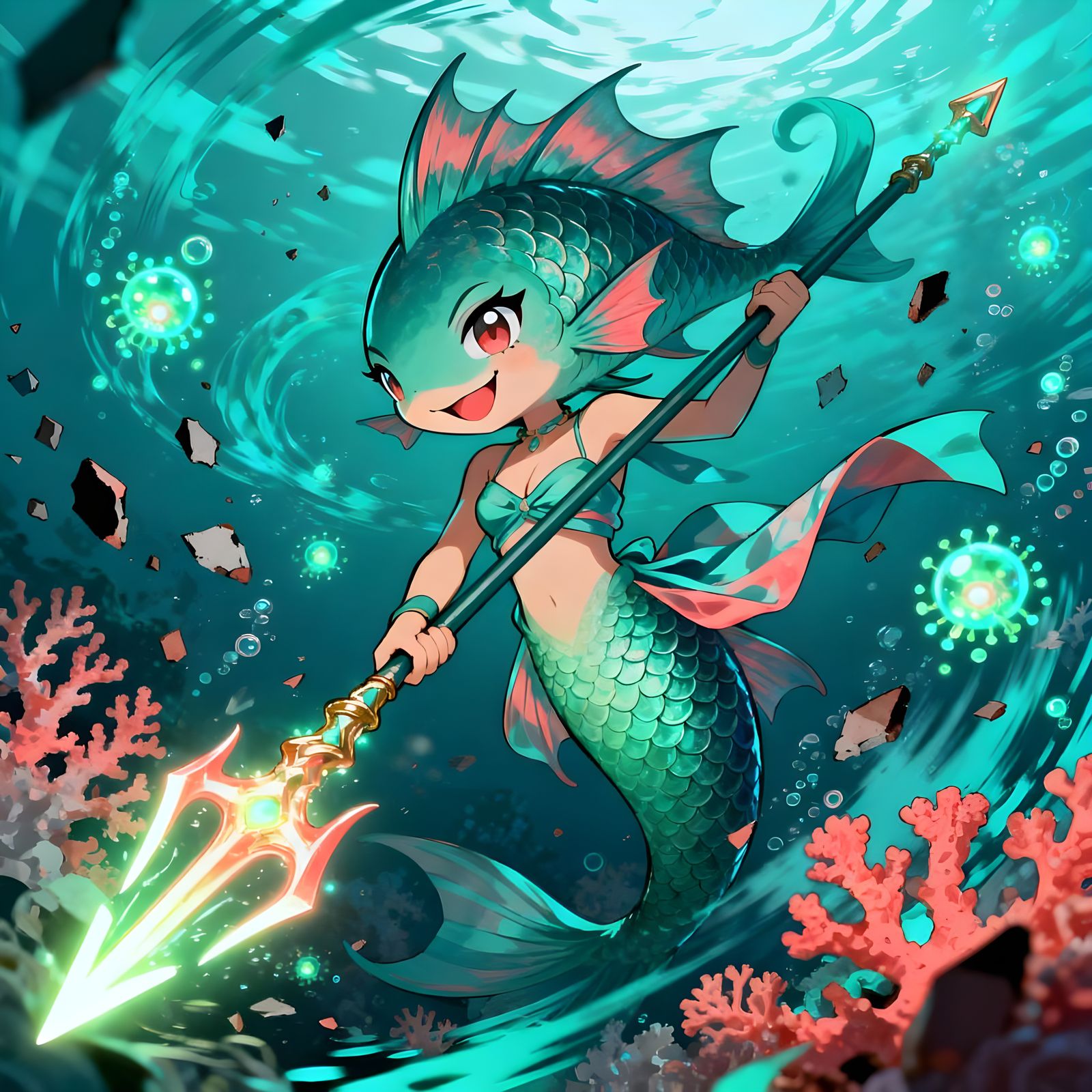 Anime Fish in Epic Underwater Battle