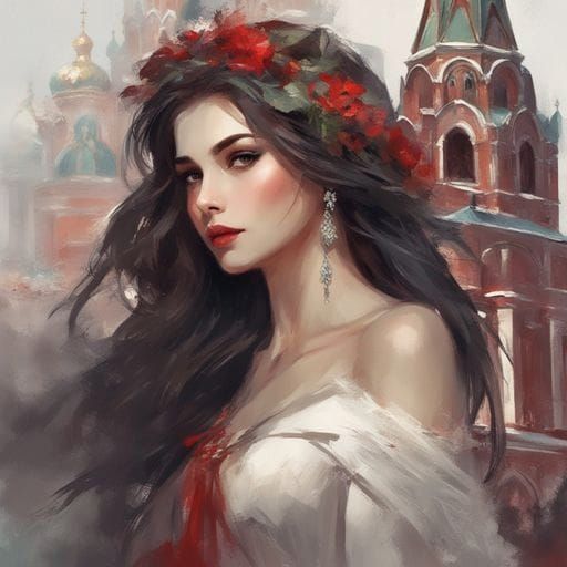 Beautiful Girl Portrait in Royo Style