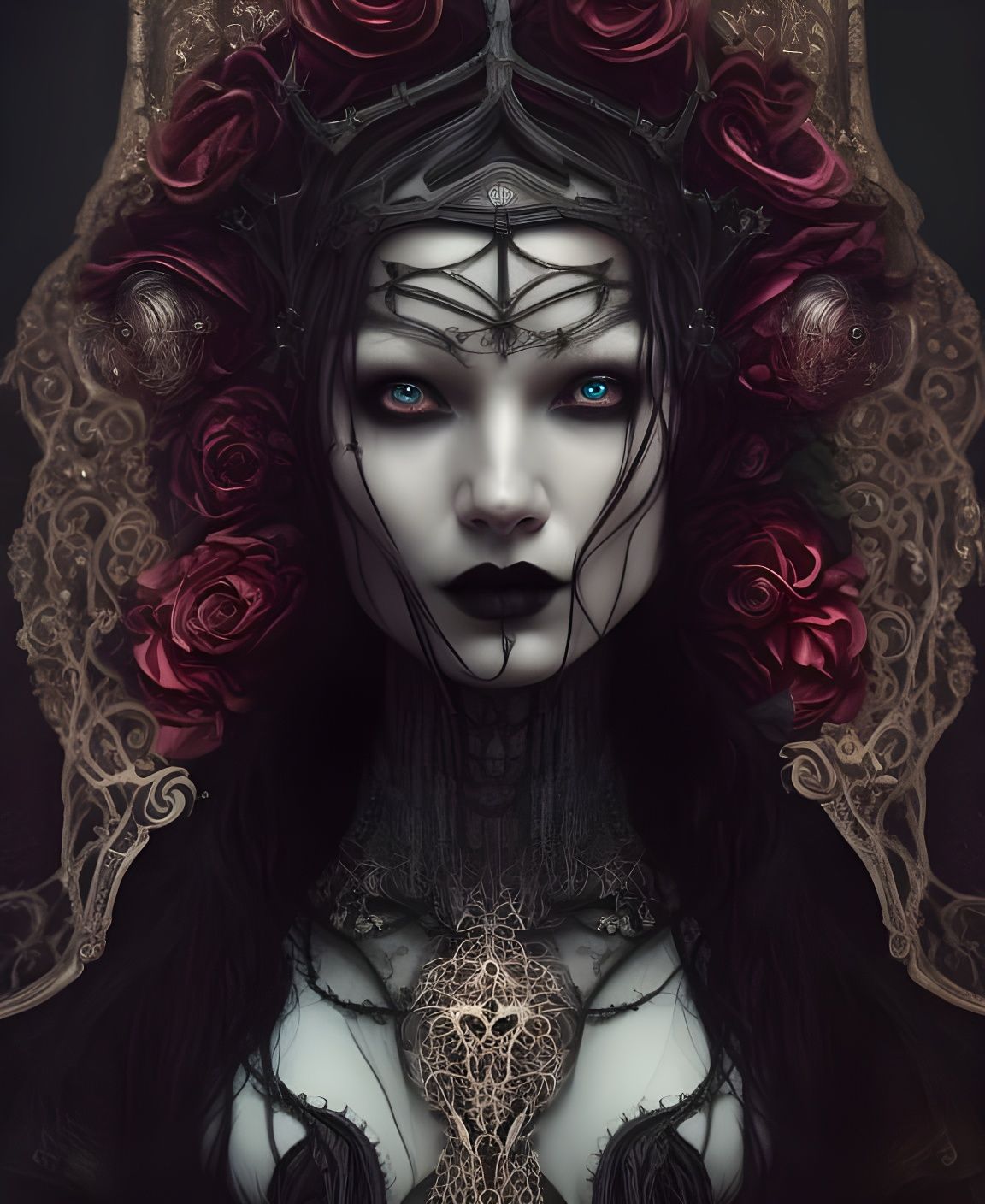 Detailed Gothic Woman Portrait in Digital Art Style