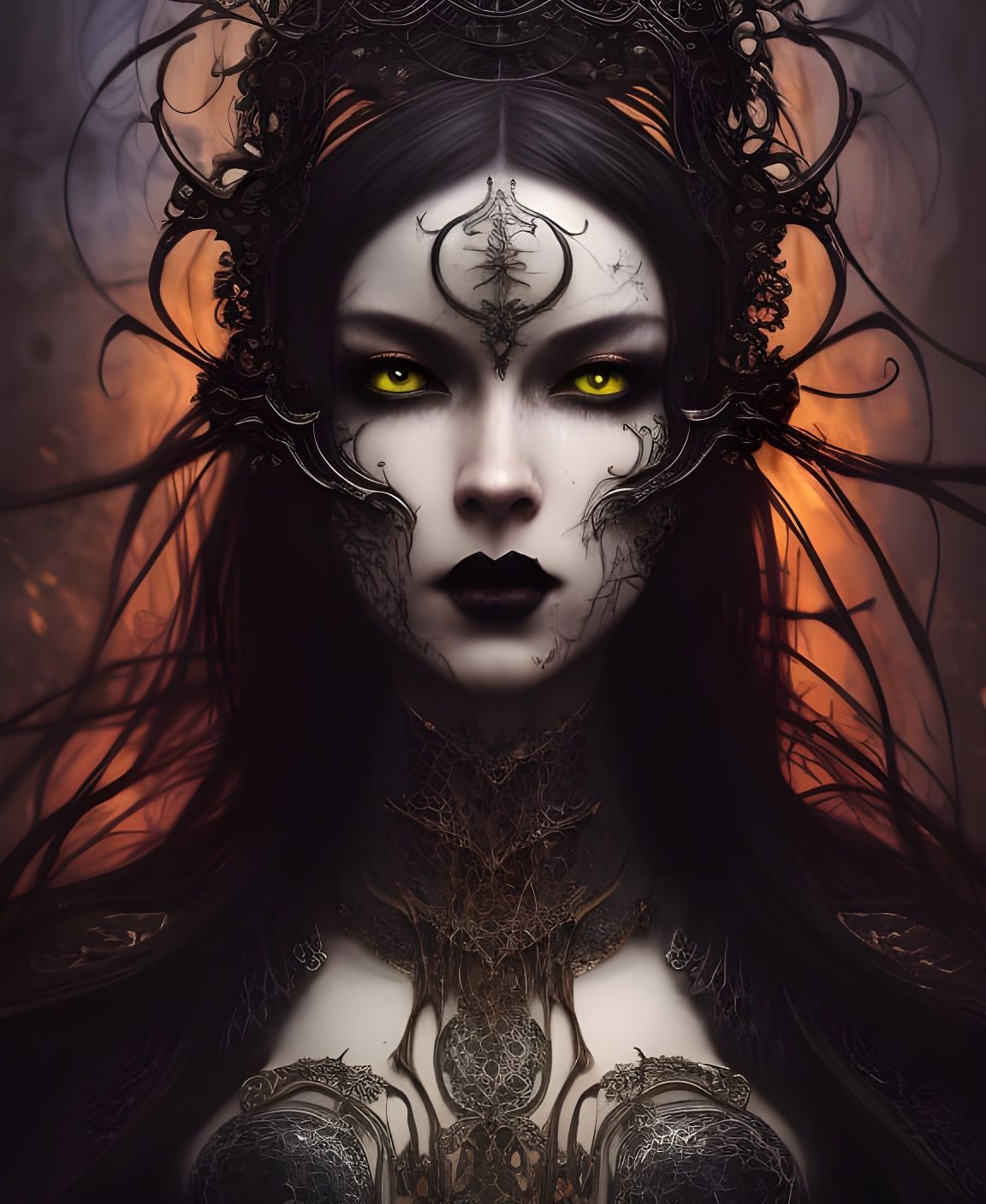 Gothic Woman in Filigree Circuitry Armor