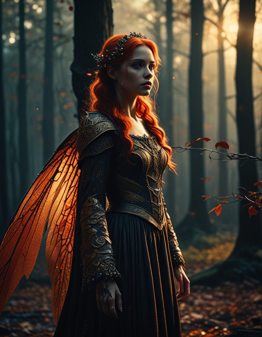 Gothic Couture Fairy in Twilight Forest