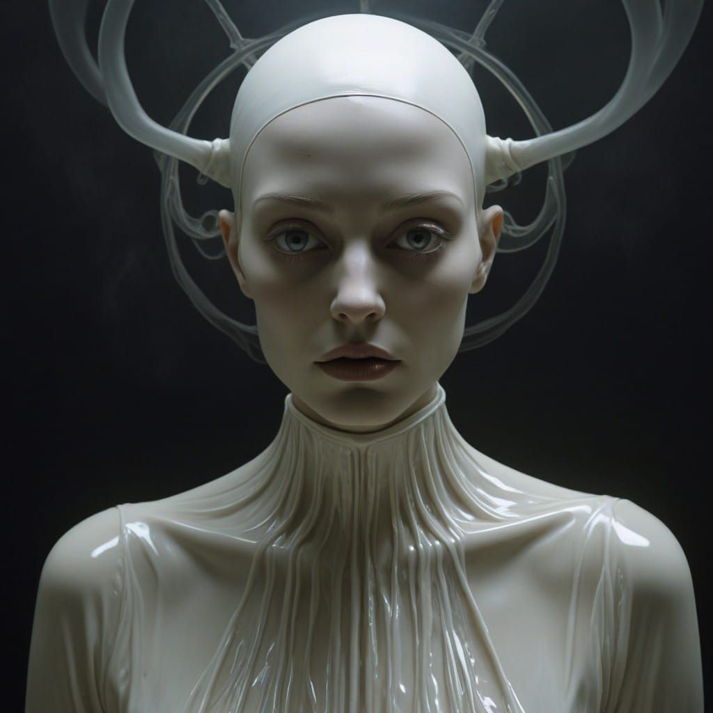 Surreal Woman in Dreamlike Landscape