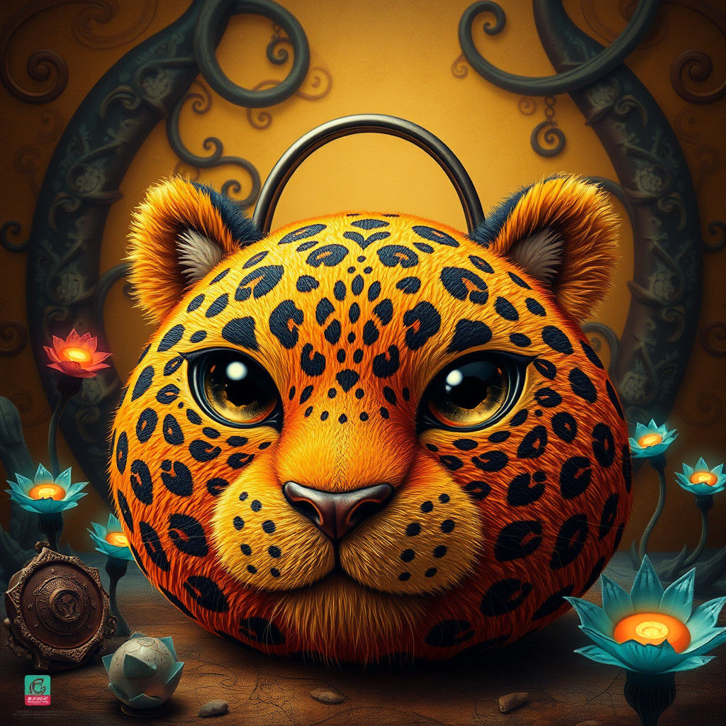 Leopard Purse with Black Eyes in Dreamlike Realm