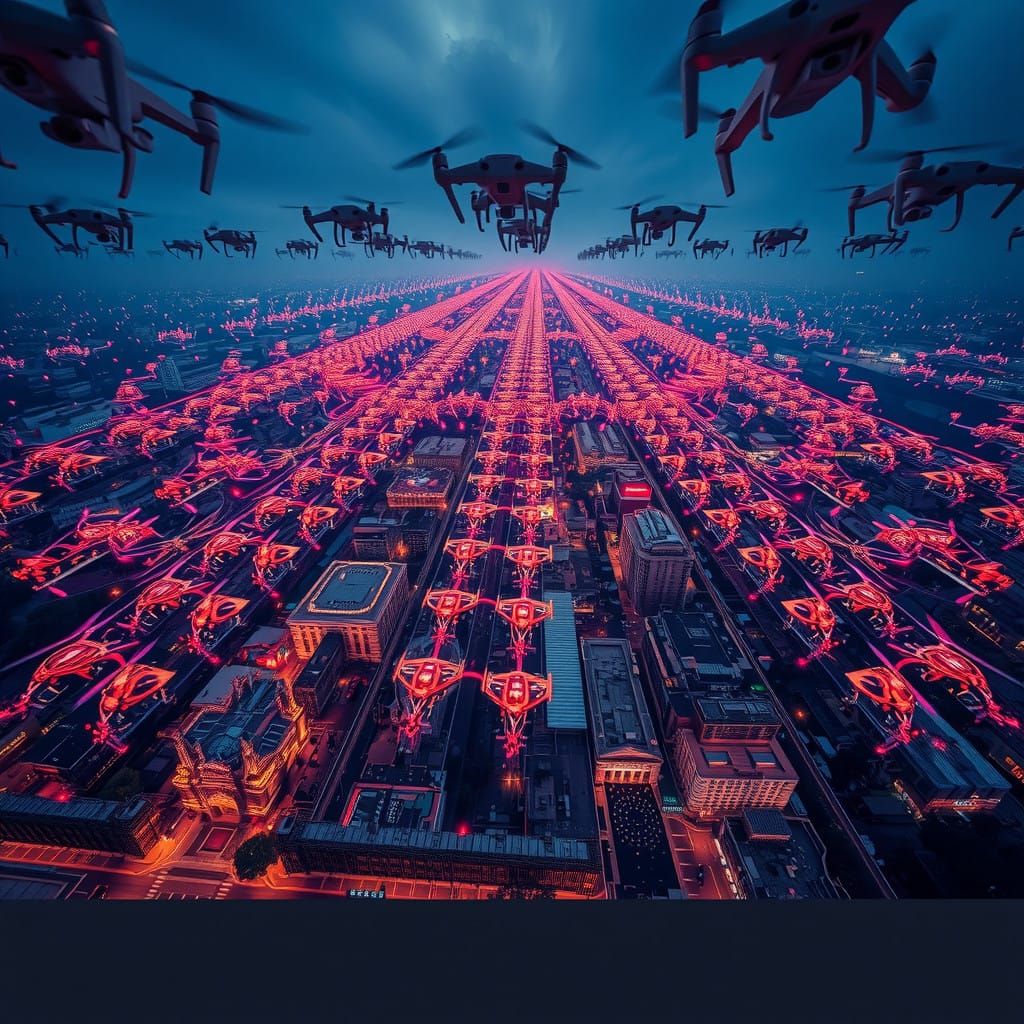Drones Unite in Night Sky Spectacle