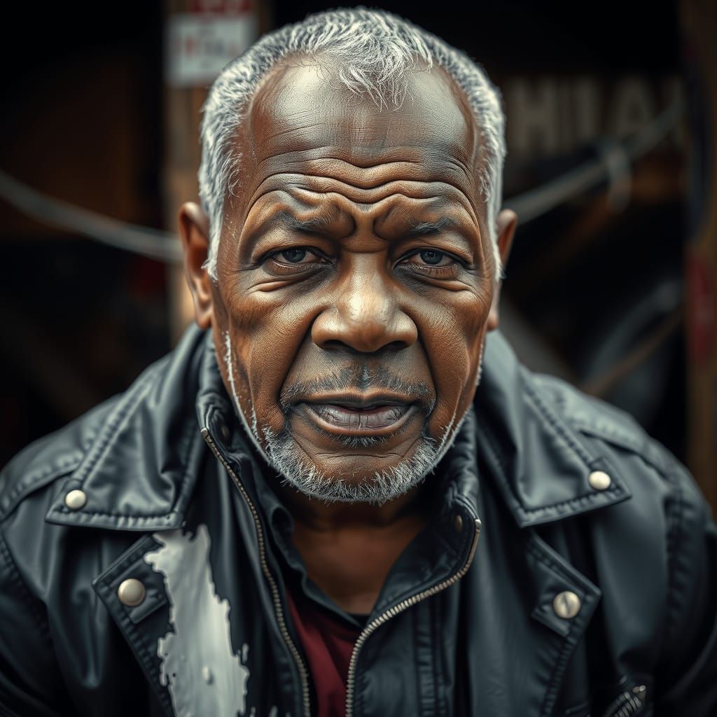 Hyperrealistic Portrait of a 48-Year-Old African-American Ma...