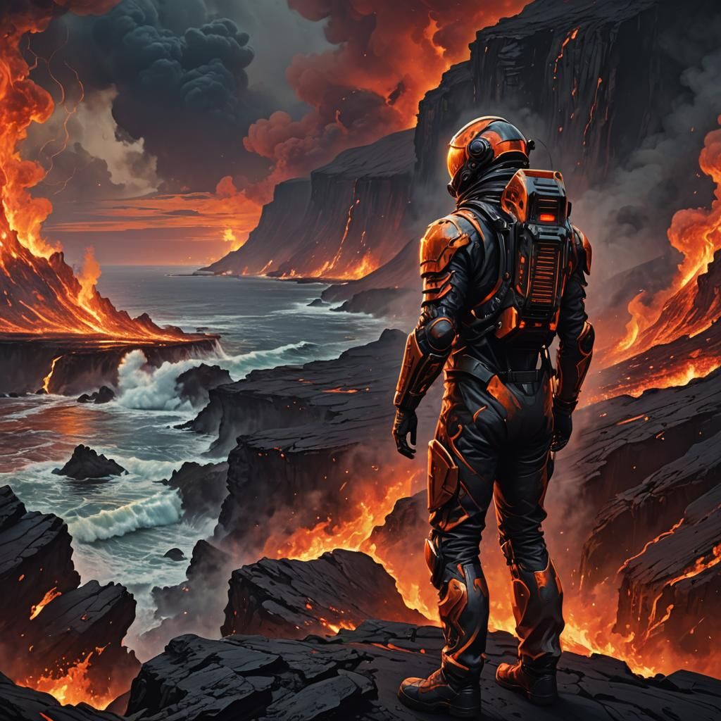 Sci-Fi Fire Planet Wasteland in 8K