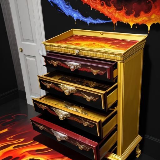 Surrealist Chest of Drawers in Expressionist Style