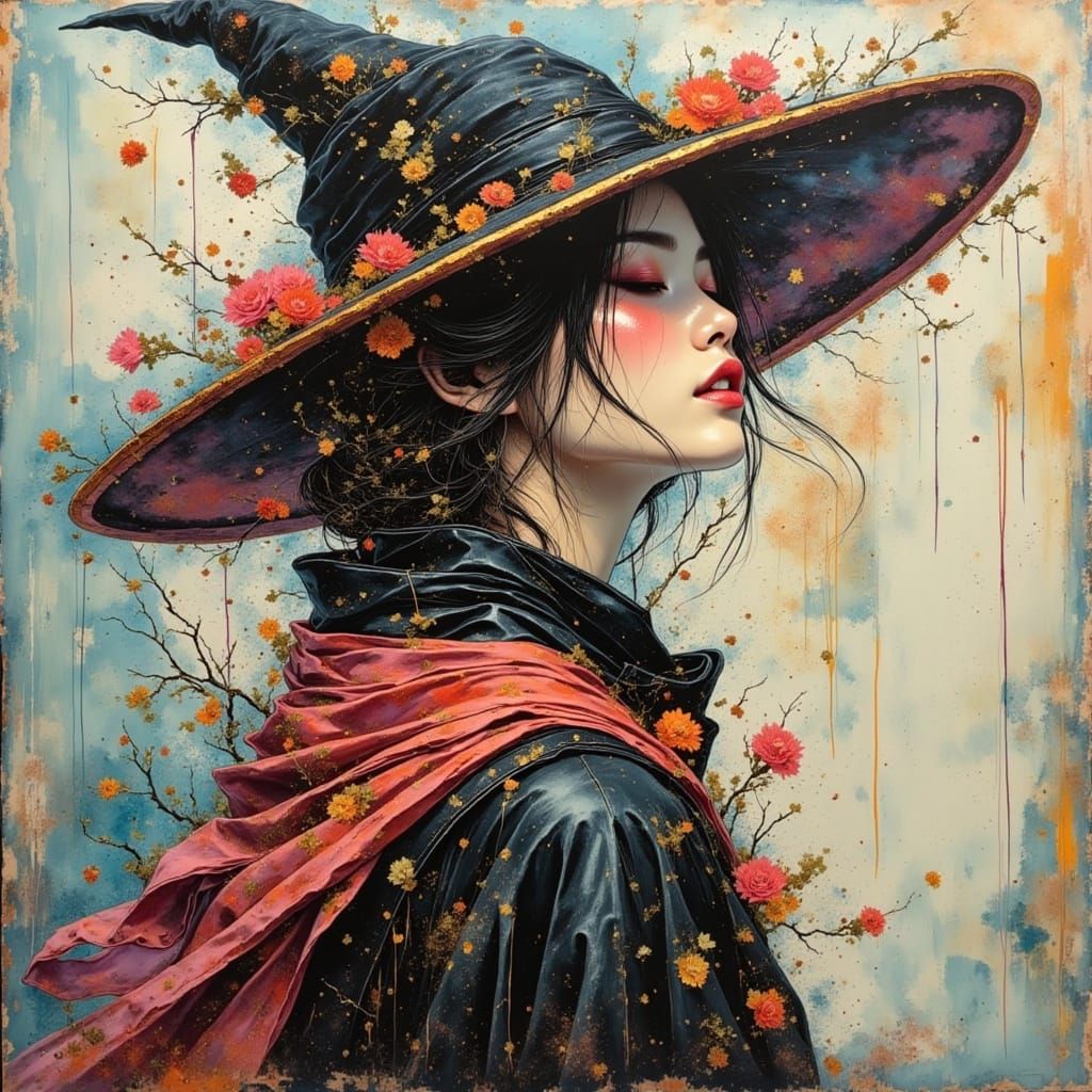 Ethereal Collage of a Witch in the Night