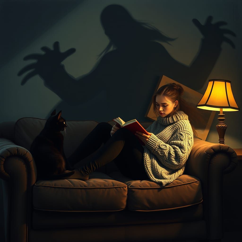 Ominous Shadow Figure Looms Behind Reader