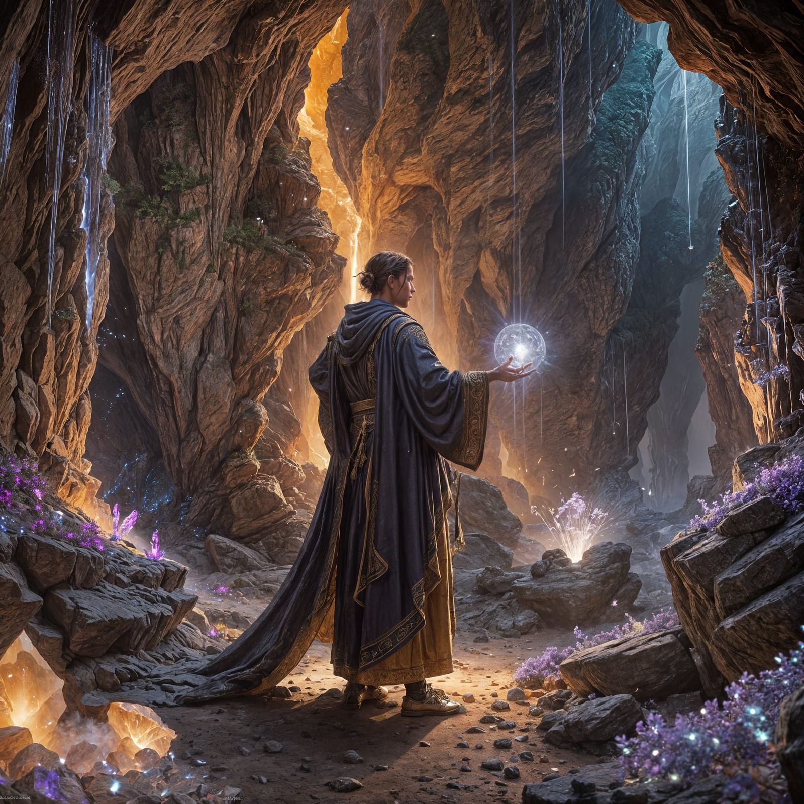 Mystical Cave of Wonders with Glowing Artifact