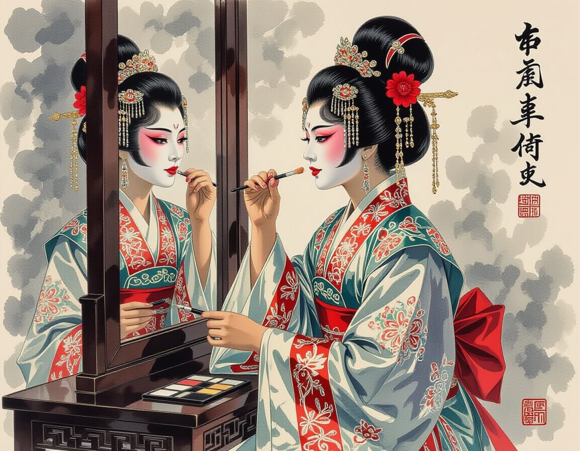 Cantonese Opera Character in Traditional Makeup