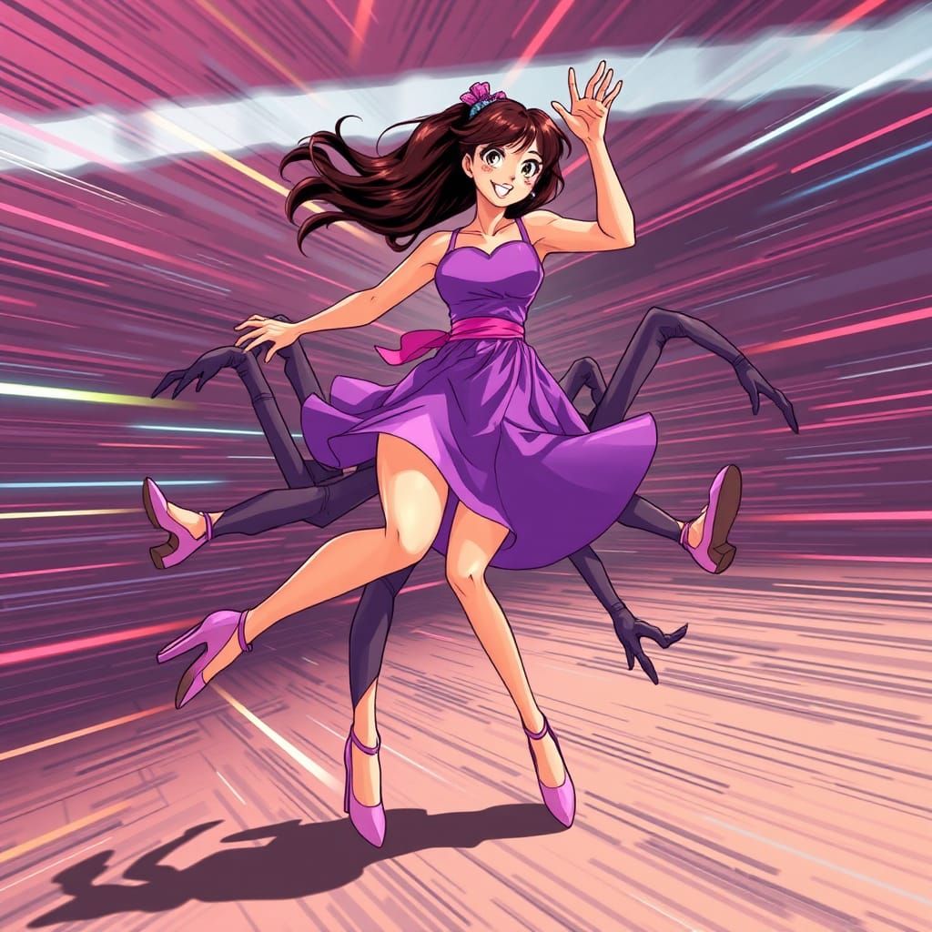 Dynamic Tap Dancer in Anime Key Visual Style