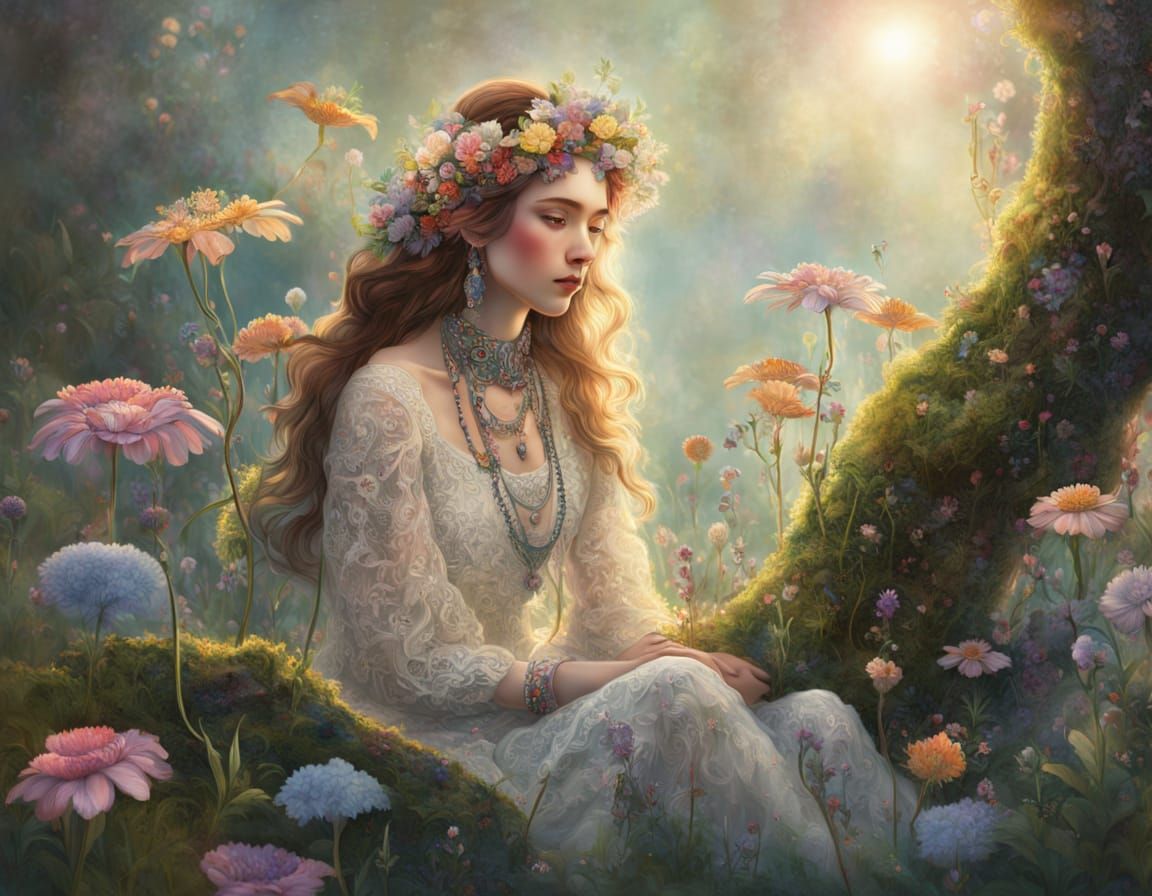 Surrealistic Landscape in Golden Light