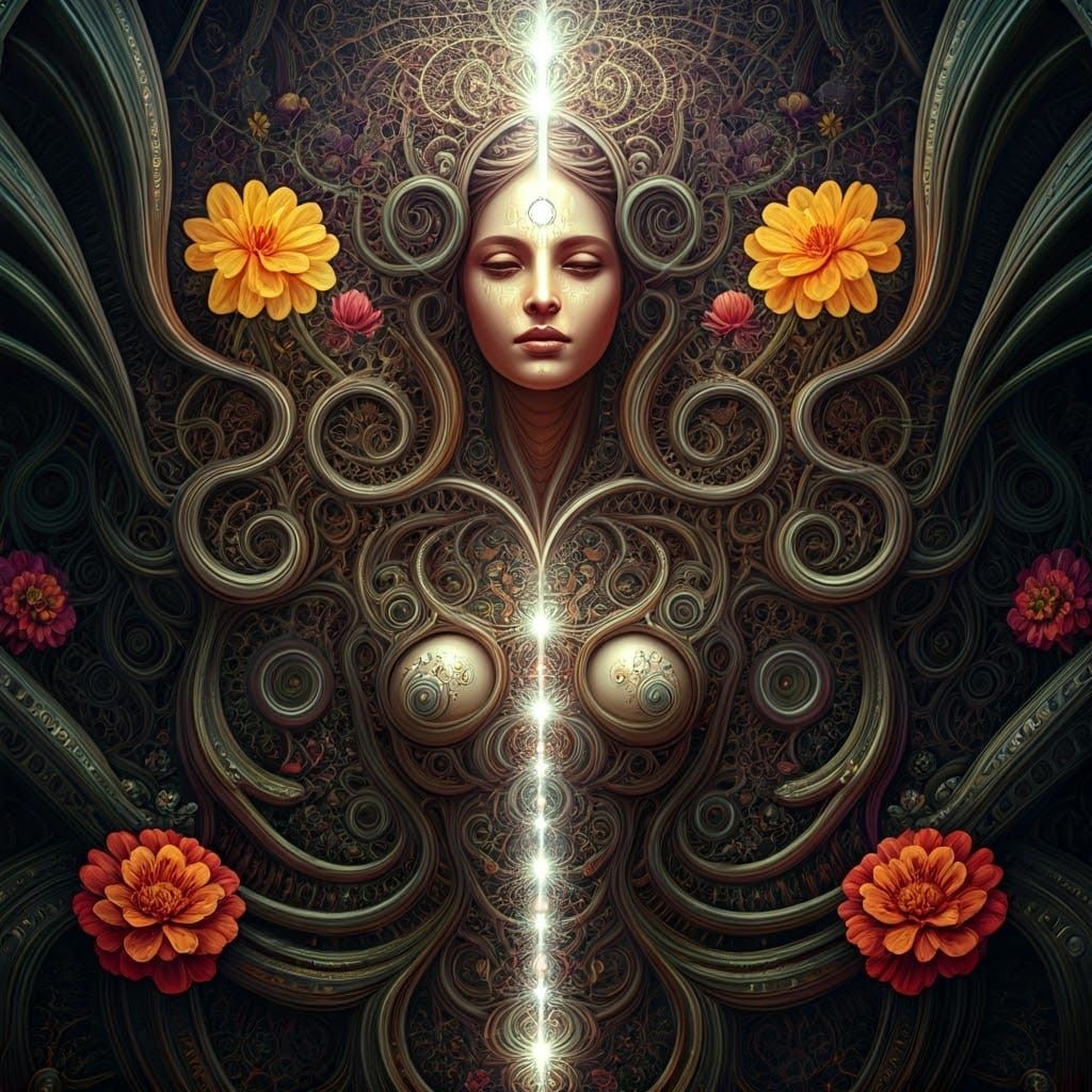 Goddess of Feminine Power in Holographic Astral Illusion