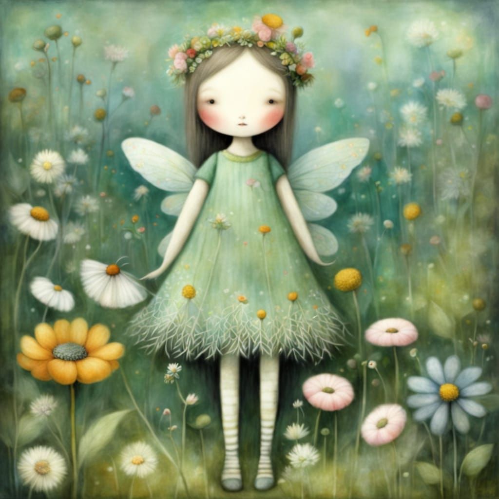 Whimsical Summer Fairy in Pastel Hues