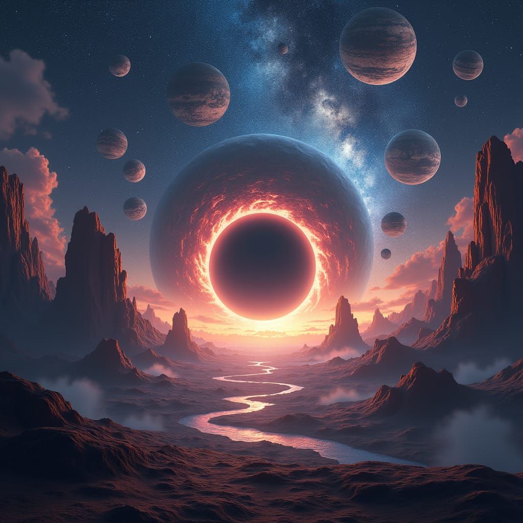 Sweeping Milky Way Vista with Planets and Aliens