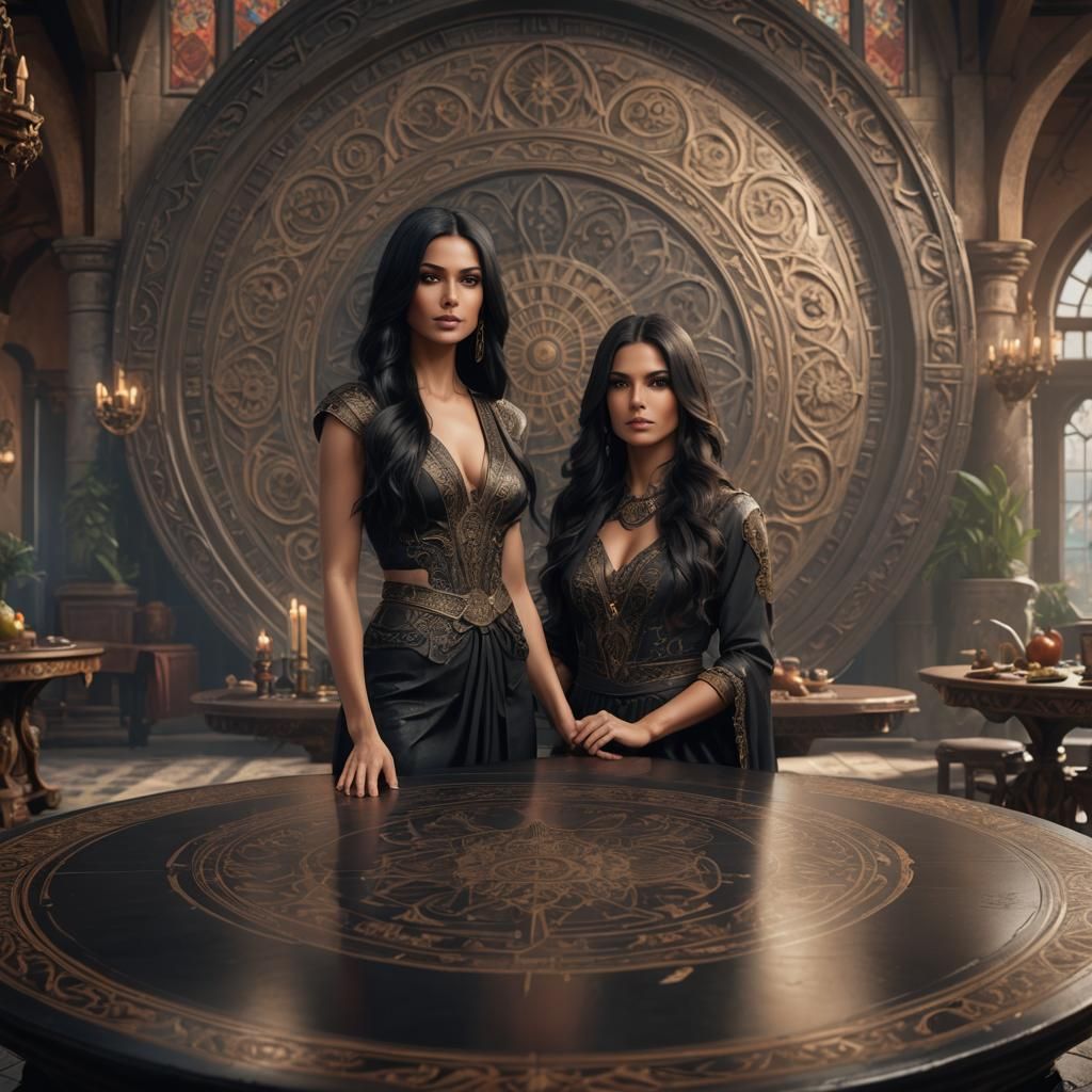 Latina Knight at Round Table: Fantasy Concept Art