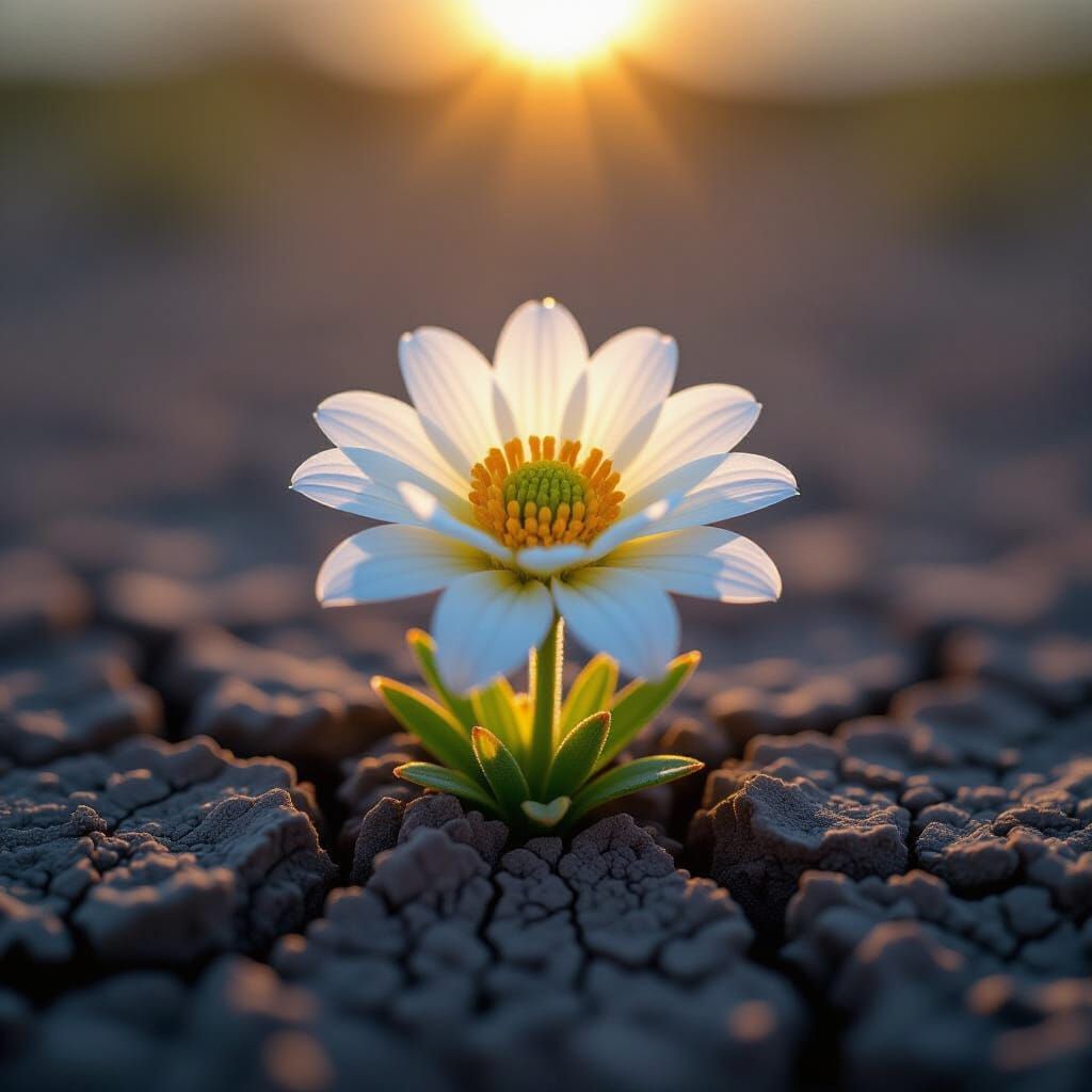 Tiny Desert Star Flower Macro Shot in Dramatic Light