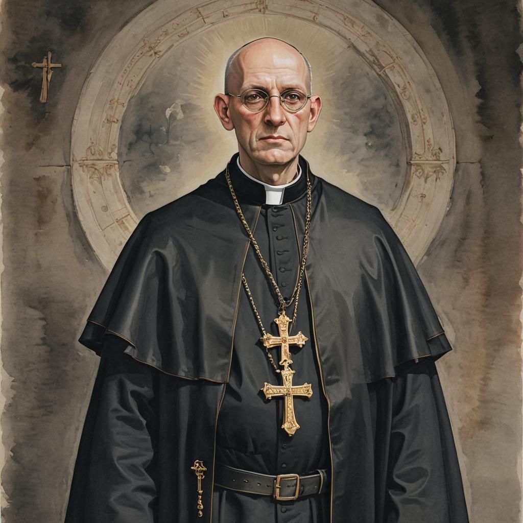 Priest in Liturgical Vestments: Anime Style Portrait