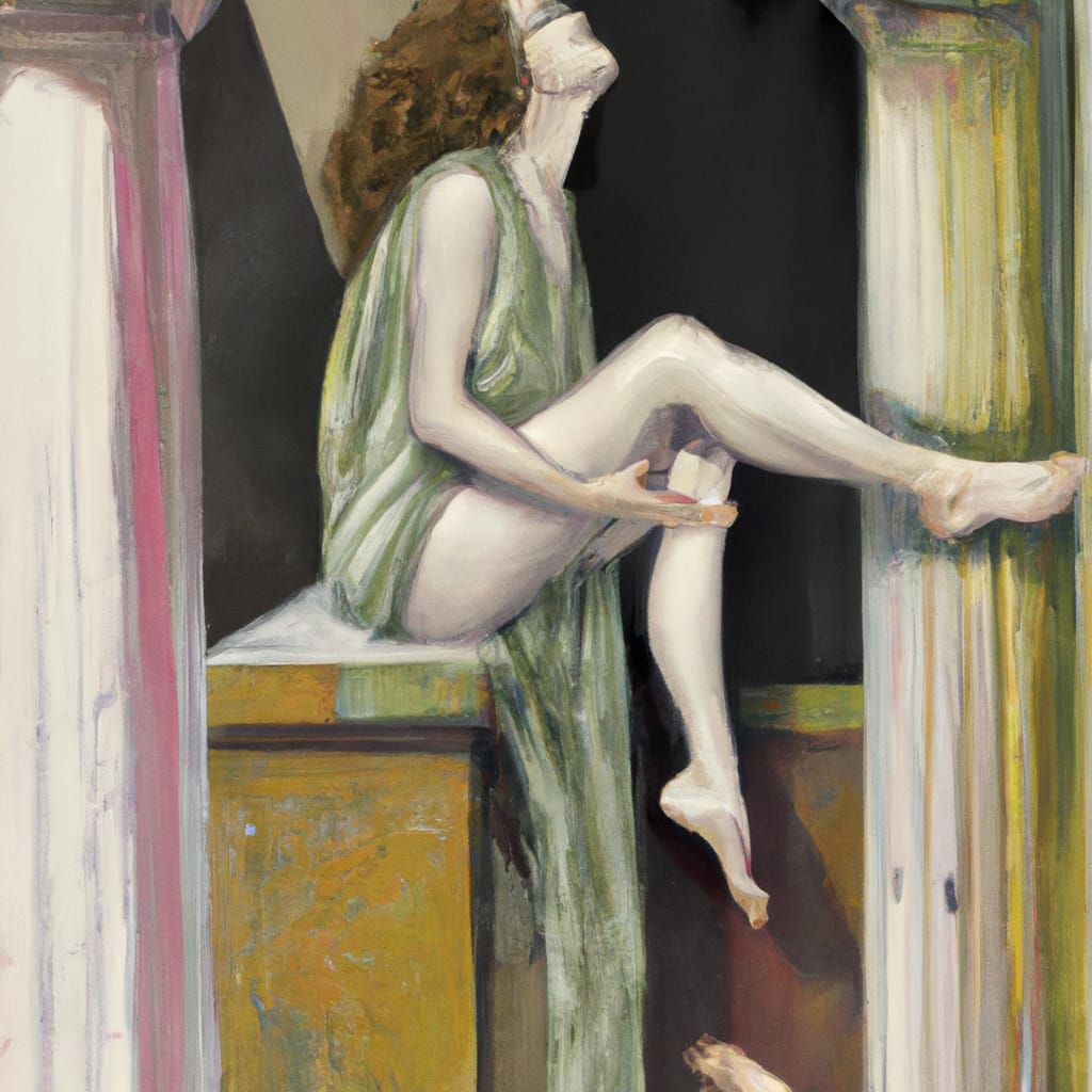 Ancient Oracle's Vision in Roman Temple Painting