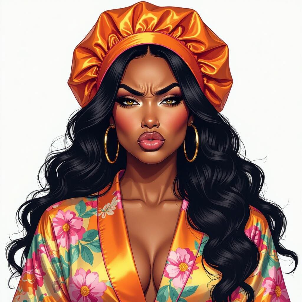 Sassy Woman in Watercolor Airbrush Illustration