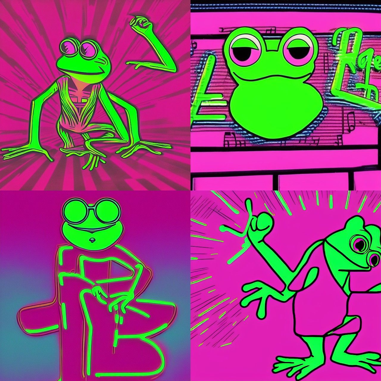 Pepe the Frog in Synthwave Neon Style