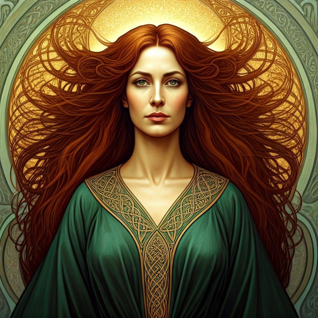 Goddess Danu Portrait in Art Nouveau Style