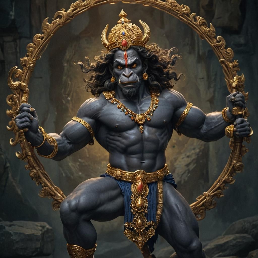 Majestic Lord Hanuman in Bajrangbali Avatar: Serene Divinity