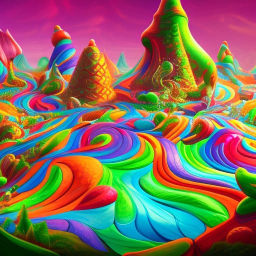 Vibrant Candyland Wonderland Concept Art