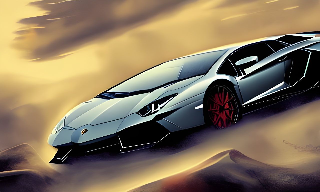Lamborghini Aventador in Comic Book Art Style
