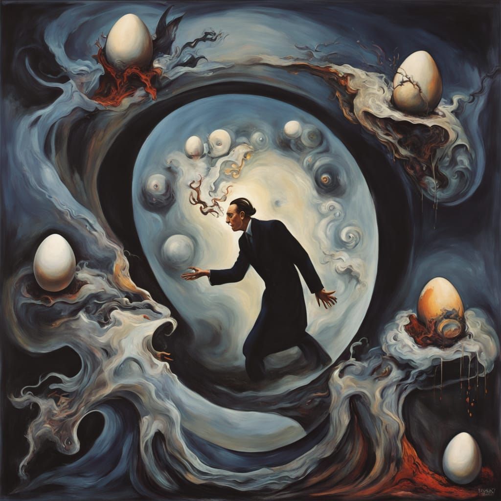 Surreal Dreamscapes: Eggs as Vessels of Inner Turmoil
