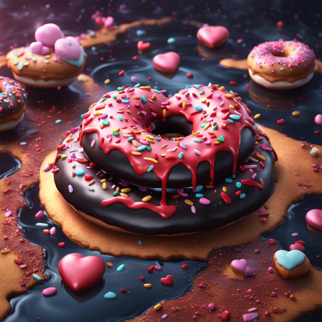 Black Heart Donut: Detailed Matte Painting