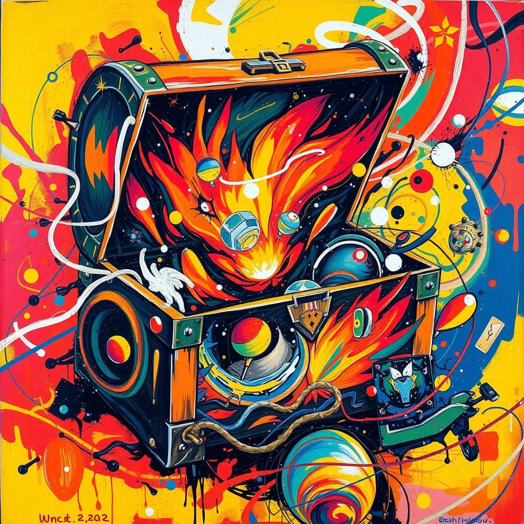 Emotional Vortex: Abstract Expressionist Treasure Chest