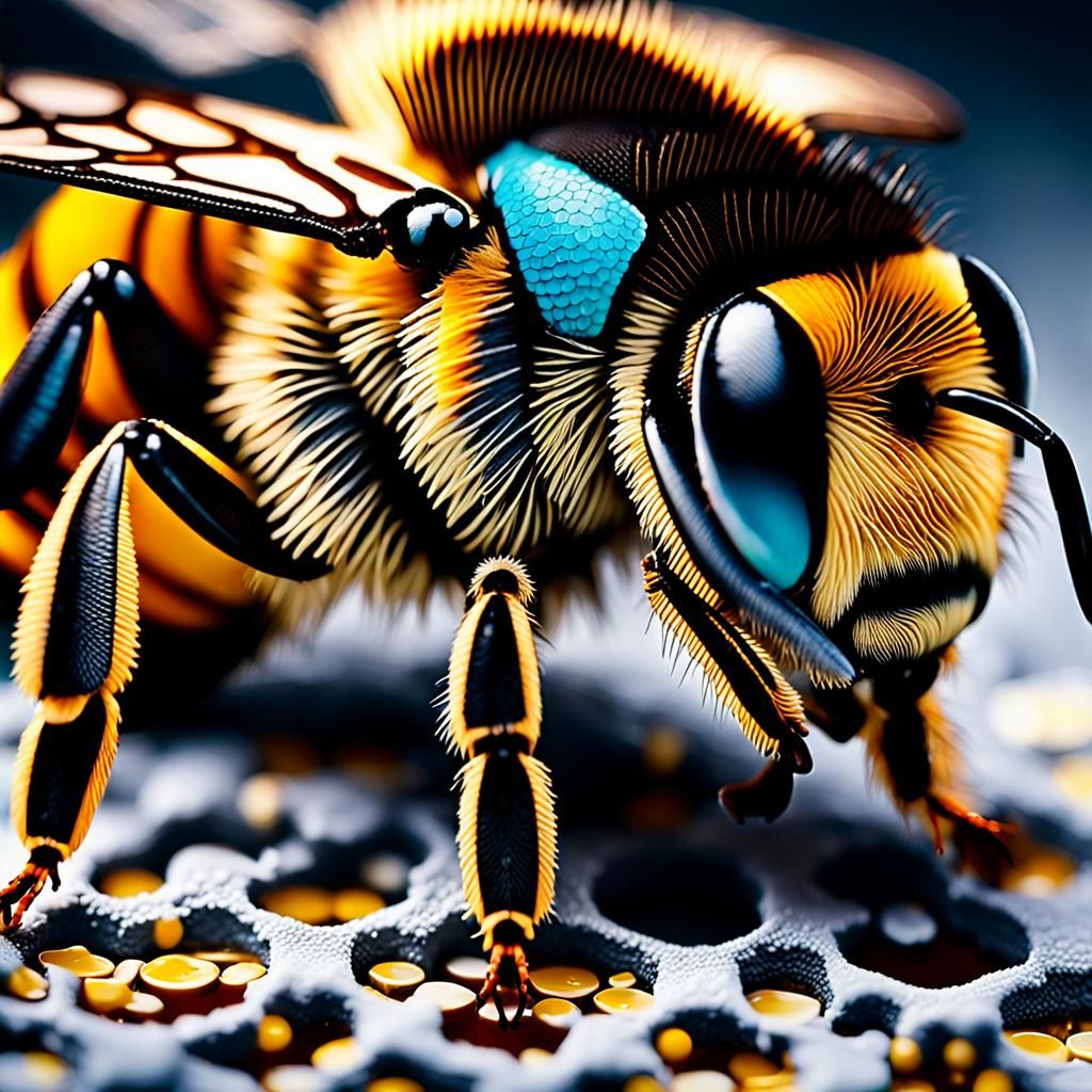 Detailed Macro Photo of a Honeybee in 8K