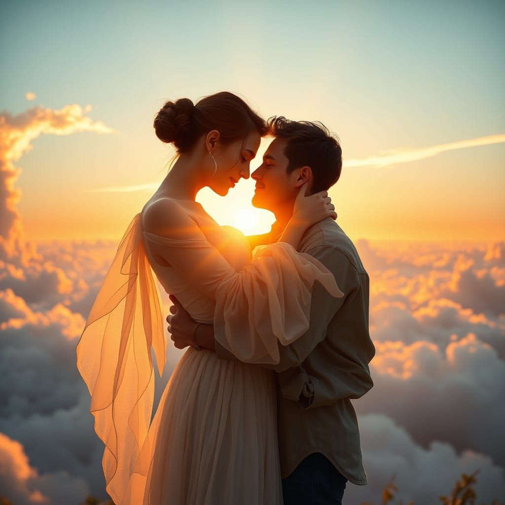 Tender Moment Amidst a Breathtaking Sunrise