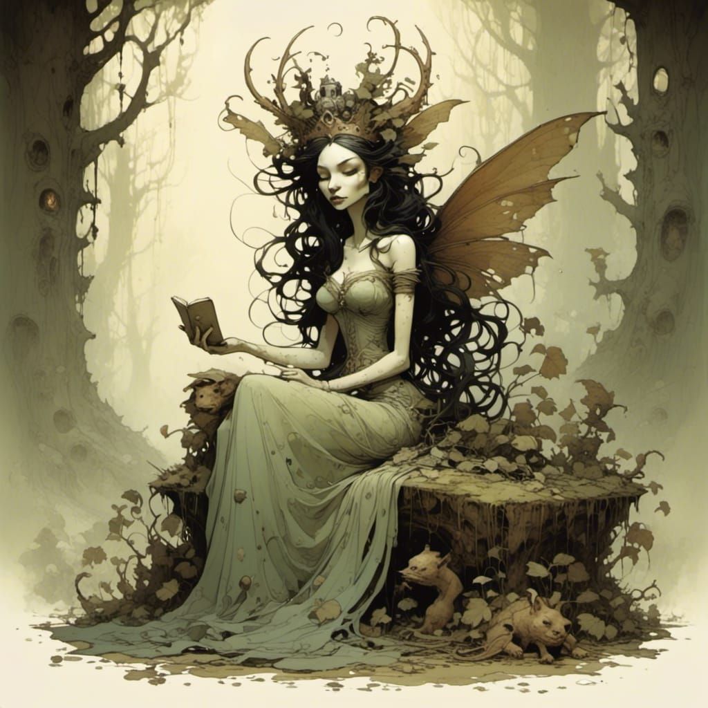 Relaxing Fae Queen with Cute and Creepy Aesthetic